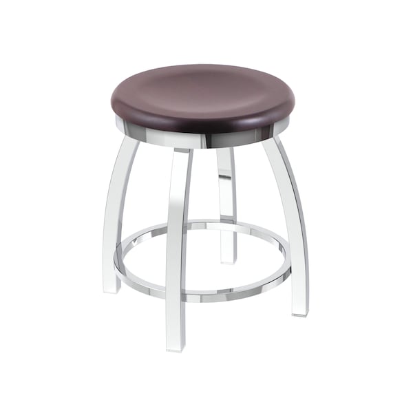 18" Swivel Vanity Stool, Chrome Finish, Dark Cherry Maple Seat